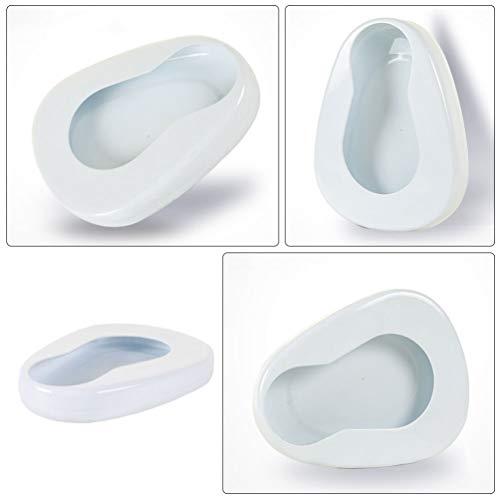 HEALLILY HEALLILY Portable Bedpans for Women Men Elderly Enamel Bed Bound Urinal Bedridden Patient Home Bed Pan Emergency Device (White)