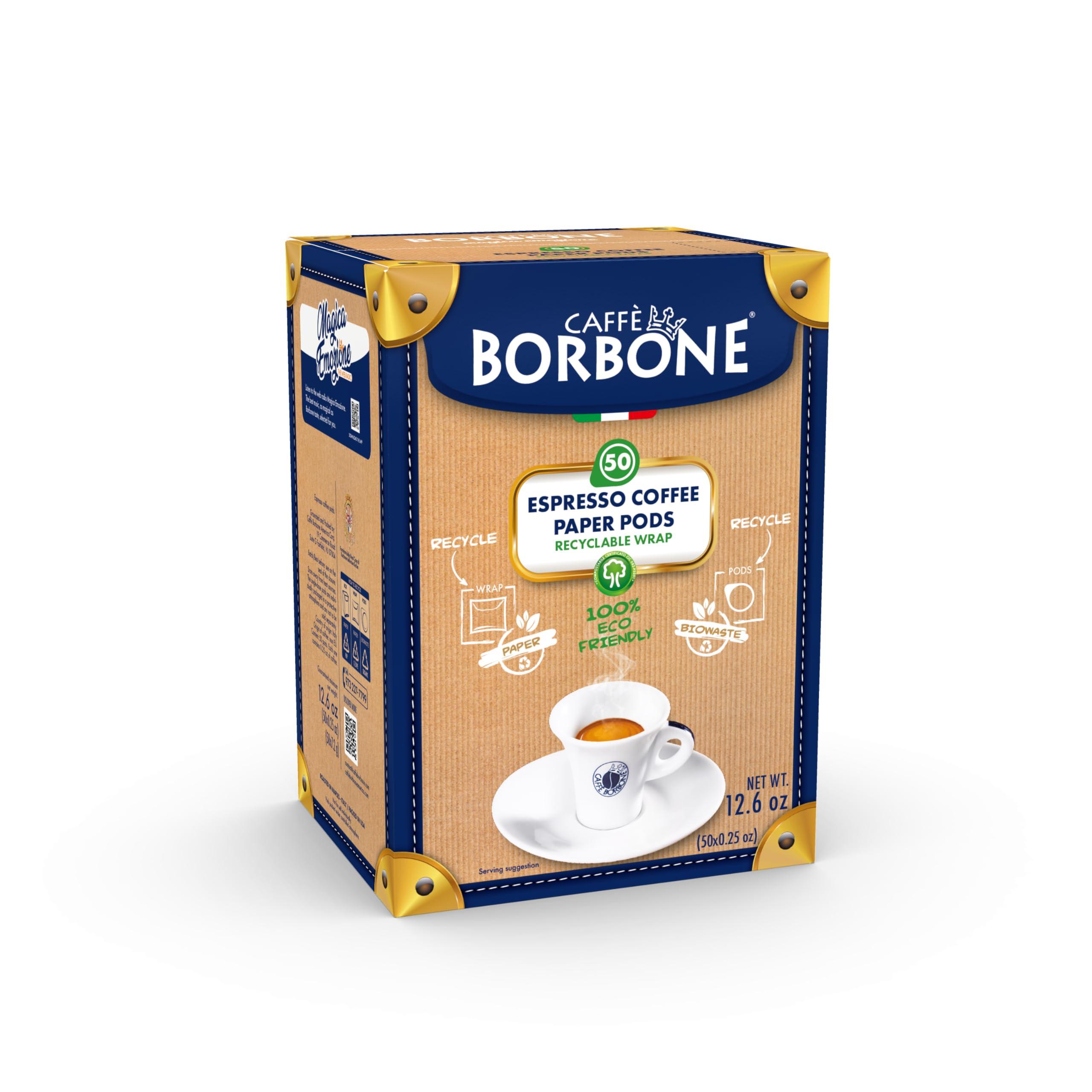 Caffè Borbone Caffe Borbone Espresso Paper Pods, Black Blend, Intense and Robust, Medium Roast ESE Pods, Authentic Italian Espresso - 50 Count
