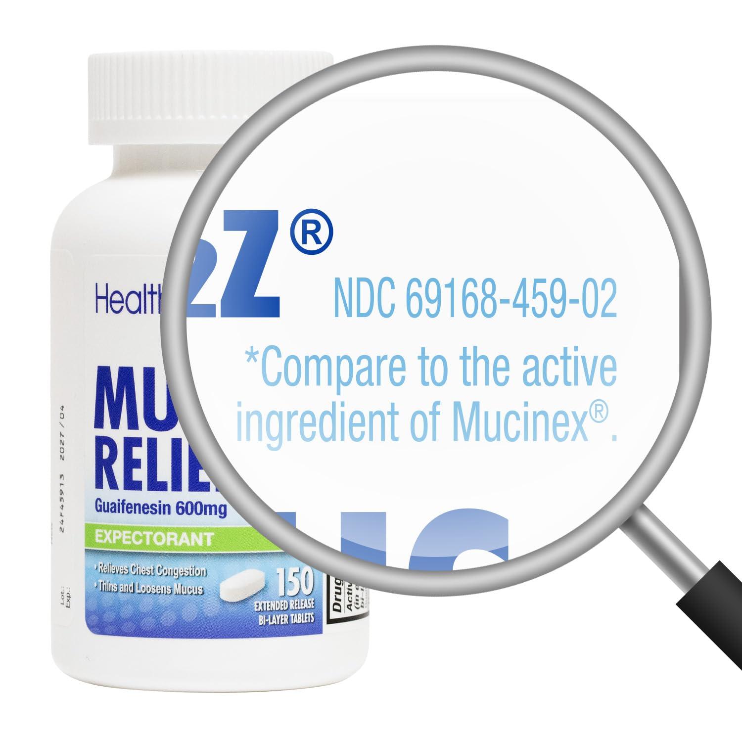HealthA2Z HealthA2Z Mucus Relief | Guaifenesin 600 mg | 12 Hour | No Benzene | Expectorant | Relieves Chest Congestion | Thins and Loosens Mucus | Extended Release (150 Counts)