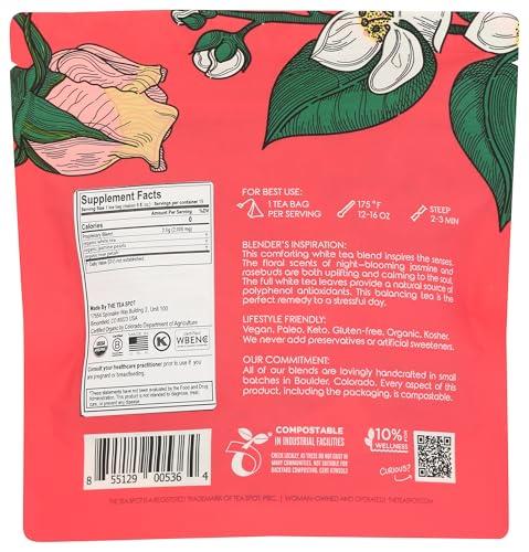 The Tea Spot The Tea Spot Organic Meditative Mind Herbal Tea | Blend of White Tea, Jasmine and Rose | Calming & Welness Caffeine Free Elixir |15 tea bags for Gourmet Giftng