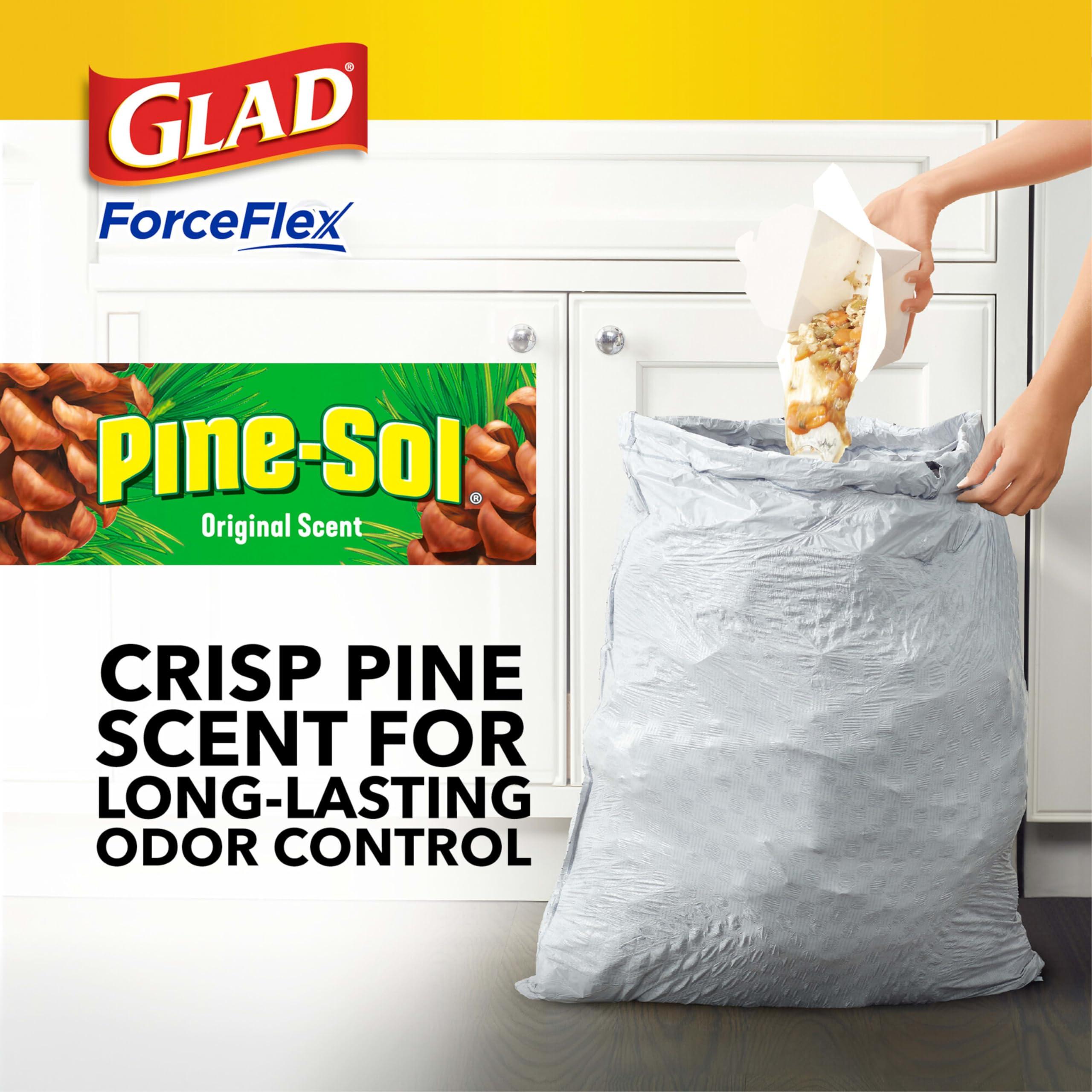 Glad Glad ForceFlex Tall Kitchen Drawstring Trash Bags, 13 Gal, Pine-Sol, 40 Ct (Package May Vary)