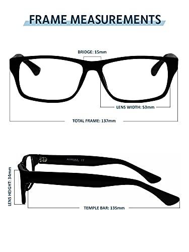 KRT Distributions Real Glass Reading Glasses with Clear Real Glass Lenses in Geek Style Frame Available in Reading Magnification +0.25 to +3.00 (1.75)