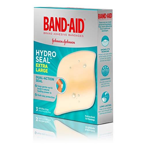 Band-Aid Band-Aid Brand Hydro Seal Adhesive Hydrocolloid Gel Bandages for Wound Care & Blister Relief, All Purpose Waterproof & Shower Proof Blister Pad, Sterile & Long-Lasting, Extra Large, 3 ct