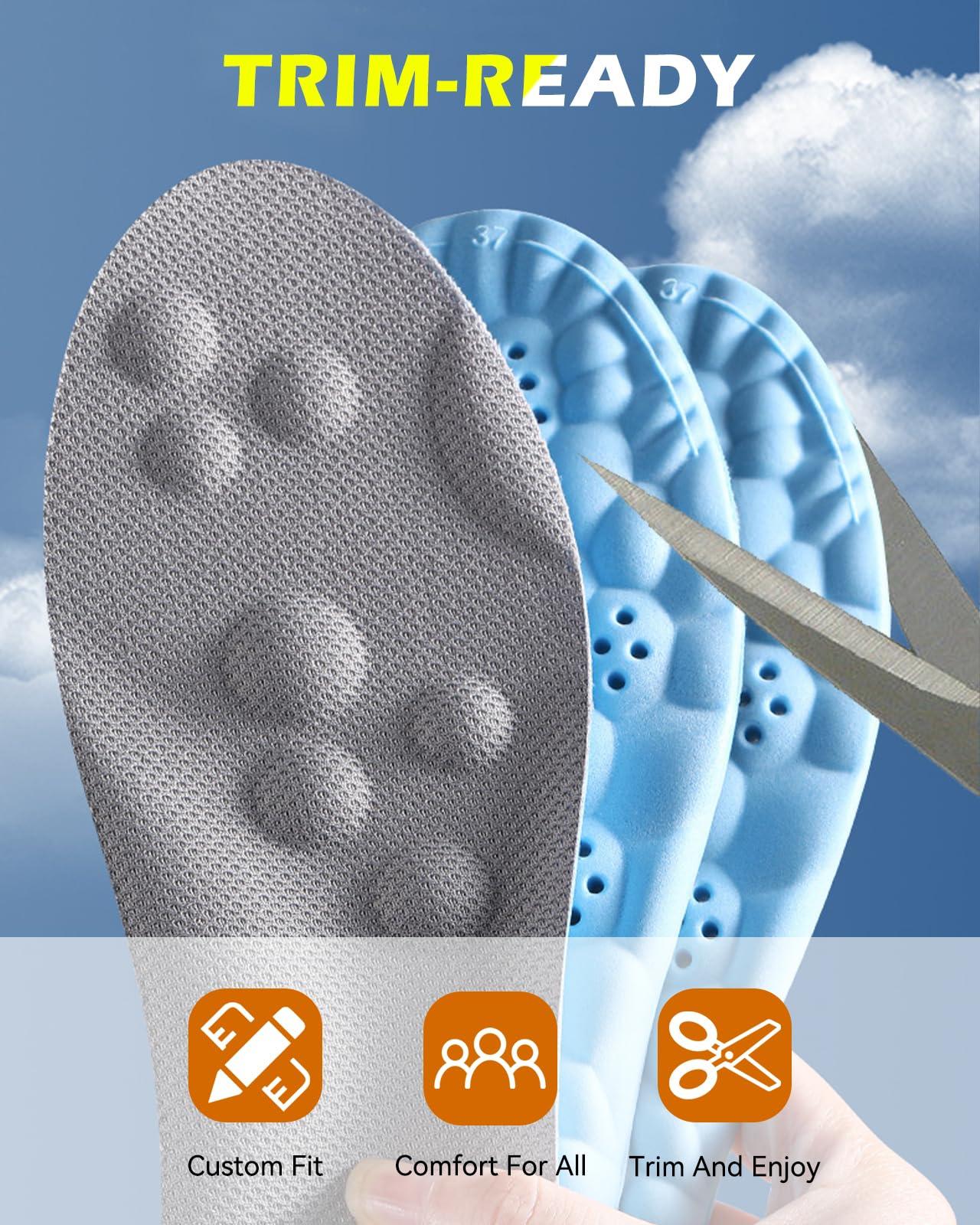 MINIQ Plantar Fasciitis Feet Insoles,Cloud Insole for Men & Women, Support Orthotics, Energizing Comfort Shoe Insert, Breathable & Sweat-Absorbent, Arch Support Insole(M [US M: 8-8.5/W: 9-10])