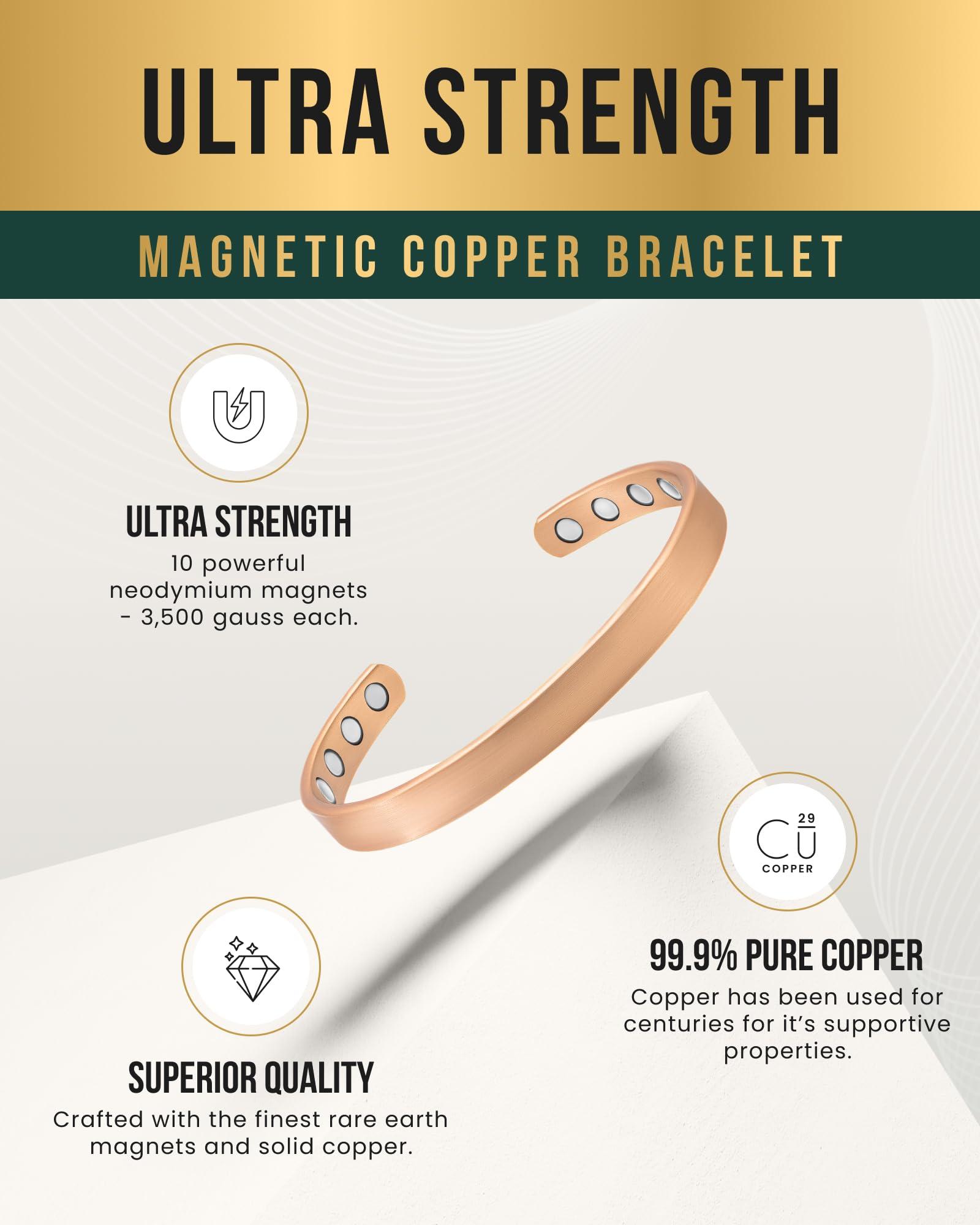 MagnetRX MagnetRX Magnetic Copper Bracelet Cuff Elegant Pure Copper Bangle Unisex Magnetic Copper Bracelets for Men & Women (Medium)