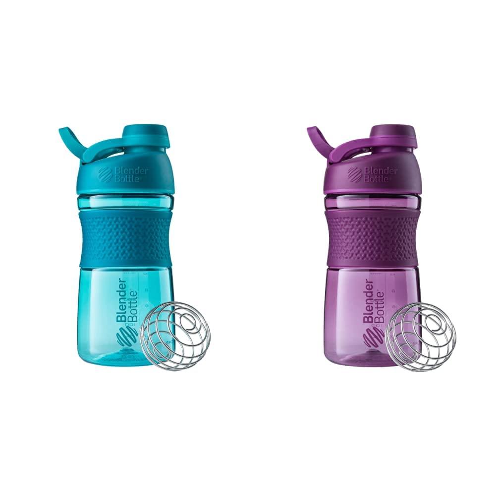 BlenderBottle BlenderBottle 20-Ounce SportMixer Shaker Bottles with BlenderBall Wire Whisk, Plum and Teal