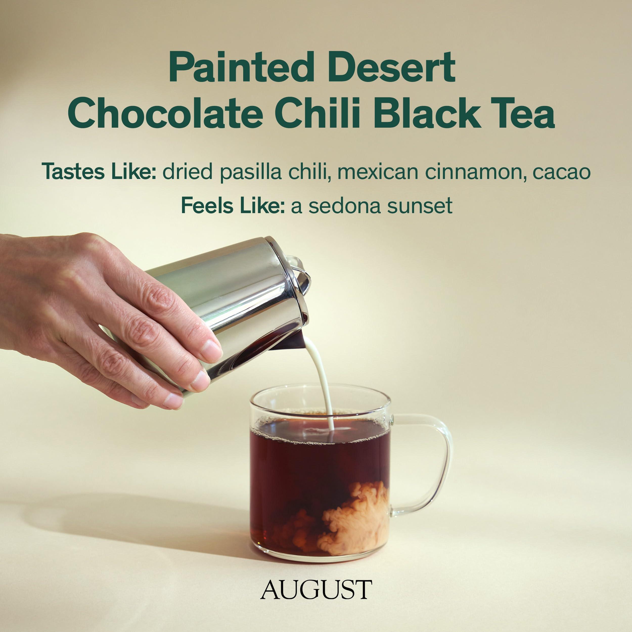 August Uncommon Tea August Uncommon Loose Leaf Tea Painted Desert Chili & Chocolate Black Tea Hot & Iced Tea Natural 1.8 oz Bag (50g) makes 15-30 Cups