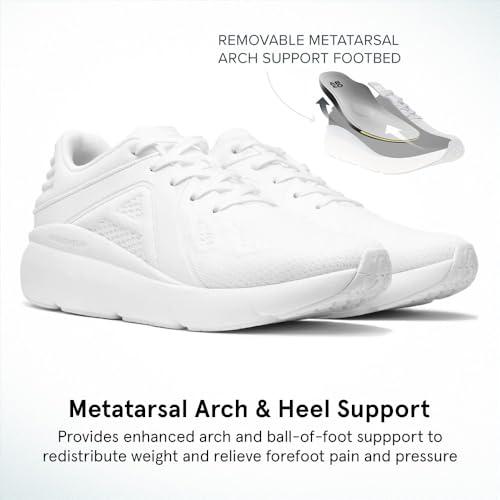 ABEO ABEO MXV Shift Womens Metatarsal Footbed Walking Shoes | Ideal for Metatarsalgia | Ball of Foot Pain Relief | Removable Orthotic Metatarsal Pad Bright White 10 Medium