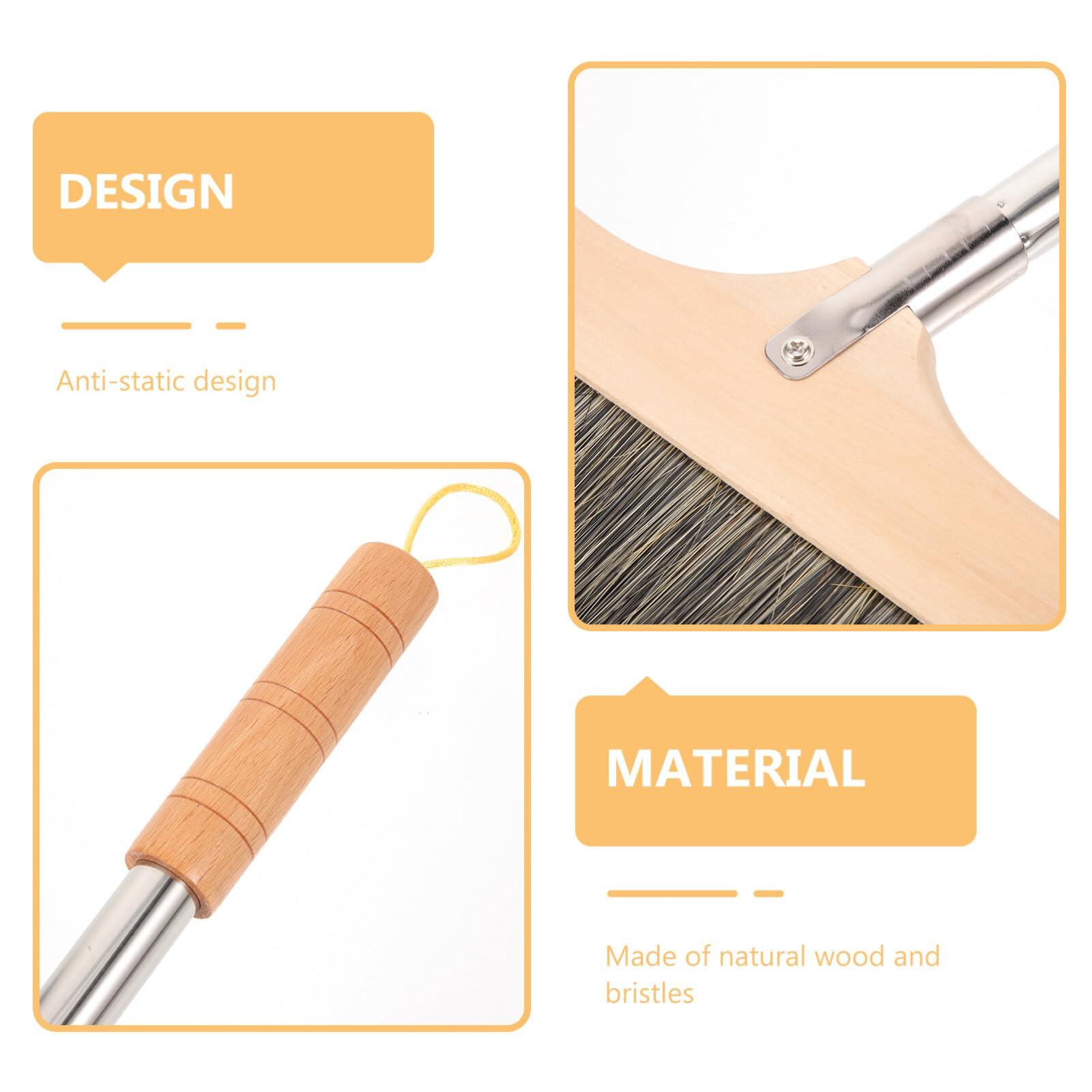 Angoily Bristle Broom Wooden Broom Wood Broom Indoor Broom Wooden House Broom Household Broom Hardwood Floor Broom Outdoor Broom Kitchen Broom Hair Broom Wood Sweeper Broom for Sweeping