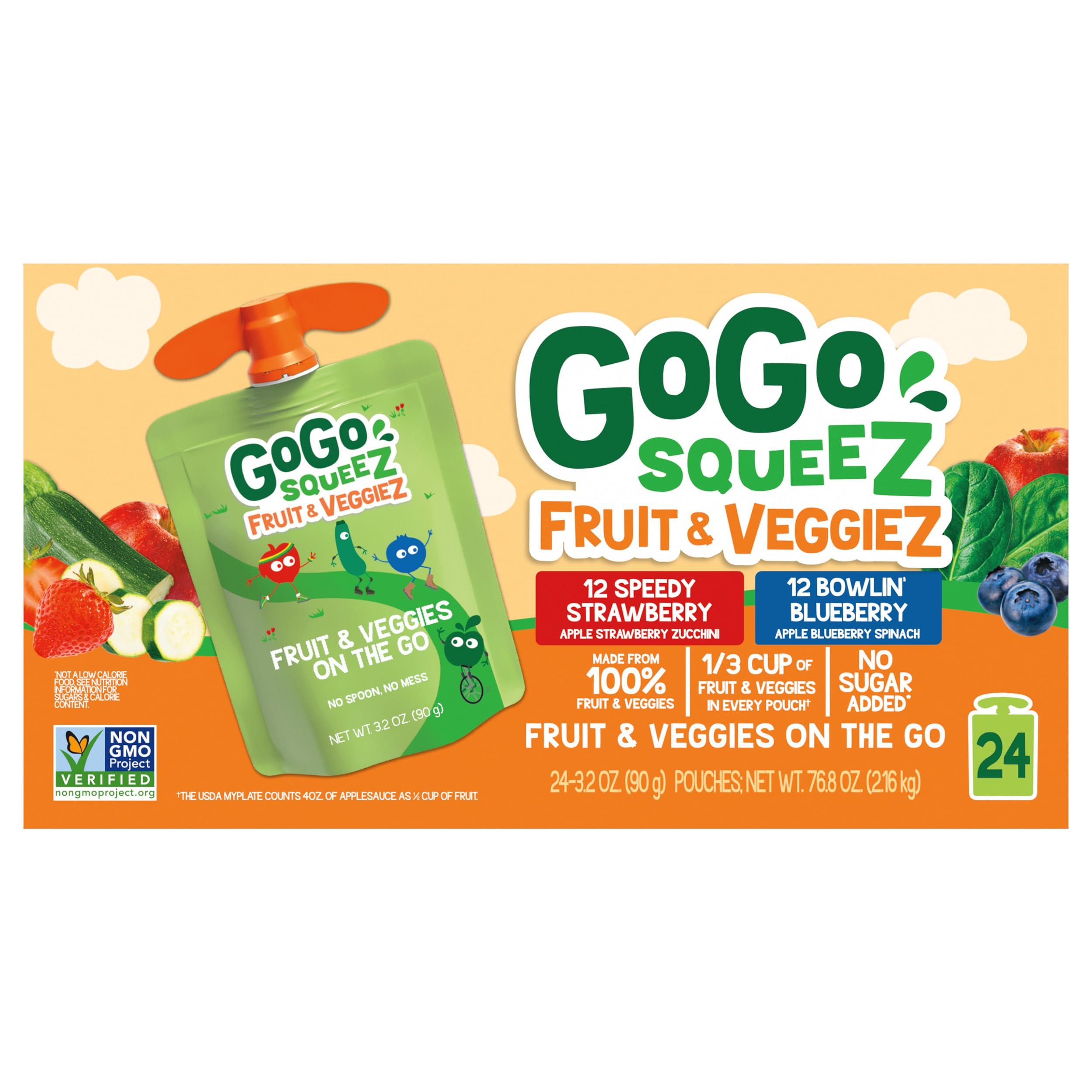 GoGo SqueeZ GoGo SqueeZ Fruit & VeggieZ Speedy Strawberry & Bowlin\' Blueberry Applesauce Pouches (3.2 oz., 24 ct.) With TheOrangeGoat StoreFront Card