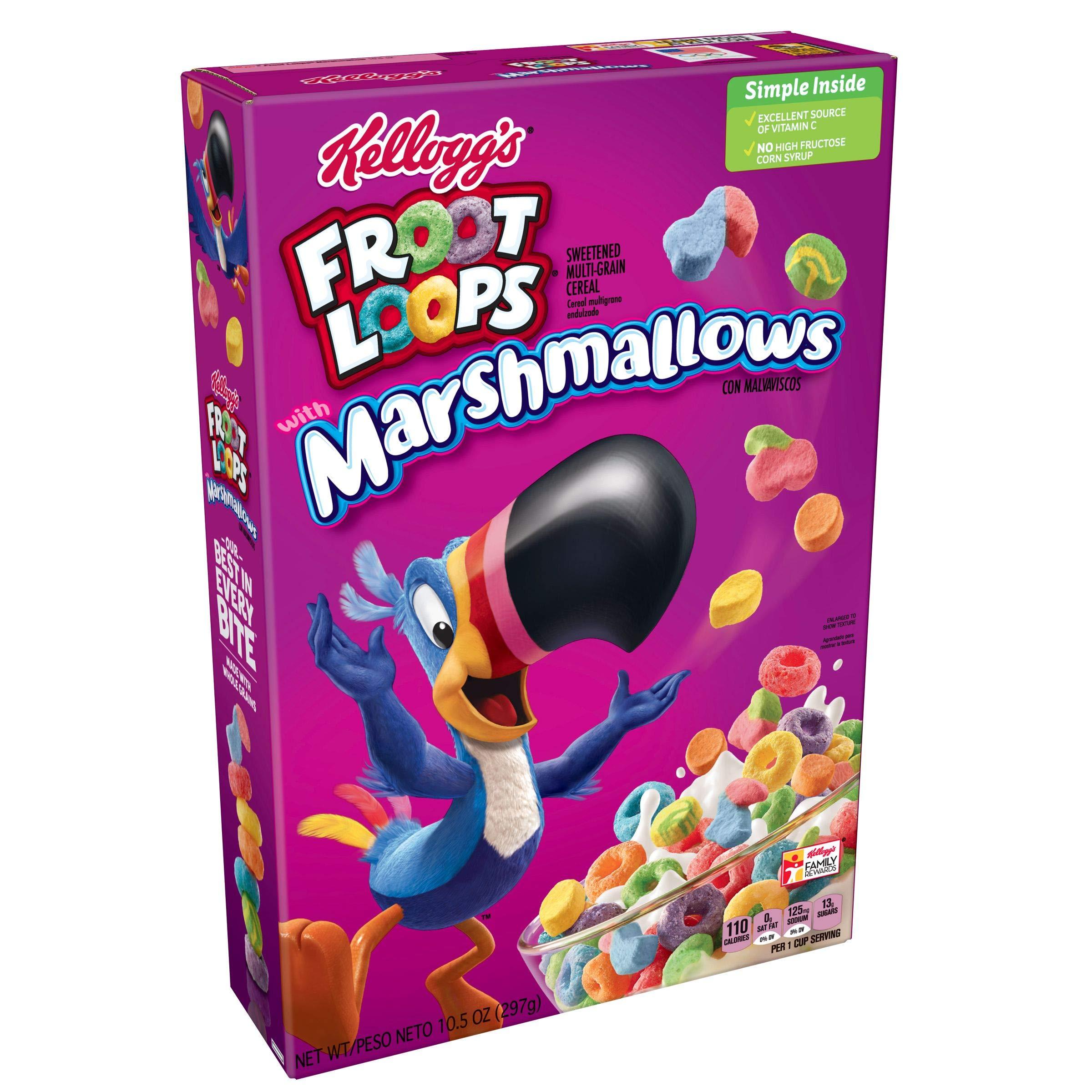 Froot Loops Kellogg’s Froot Loops Breakfast Cereal with Fruity Shaped Marshmallows, Low Fat, 12.6 oz Box