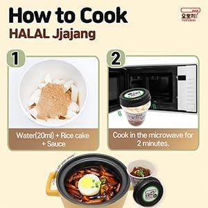 Yopokki Yopokki Instant Halal Tteokbokki Cup (Jjajang, Cup of 2) Korean Street food with Jjajang flavored sauce Topokki Rice Cake - Quick & Easy to Prepare