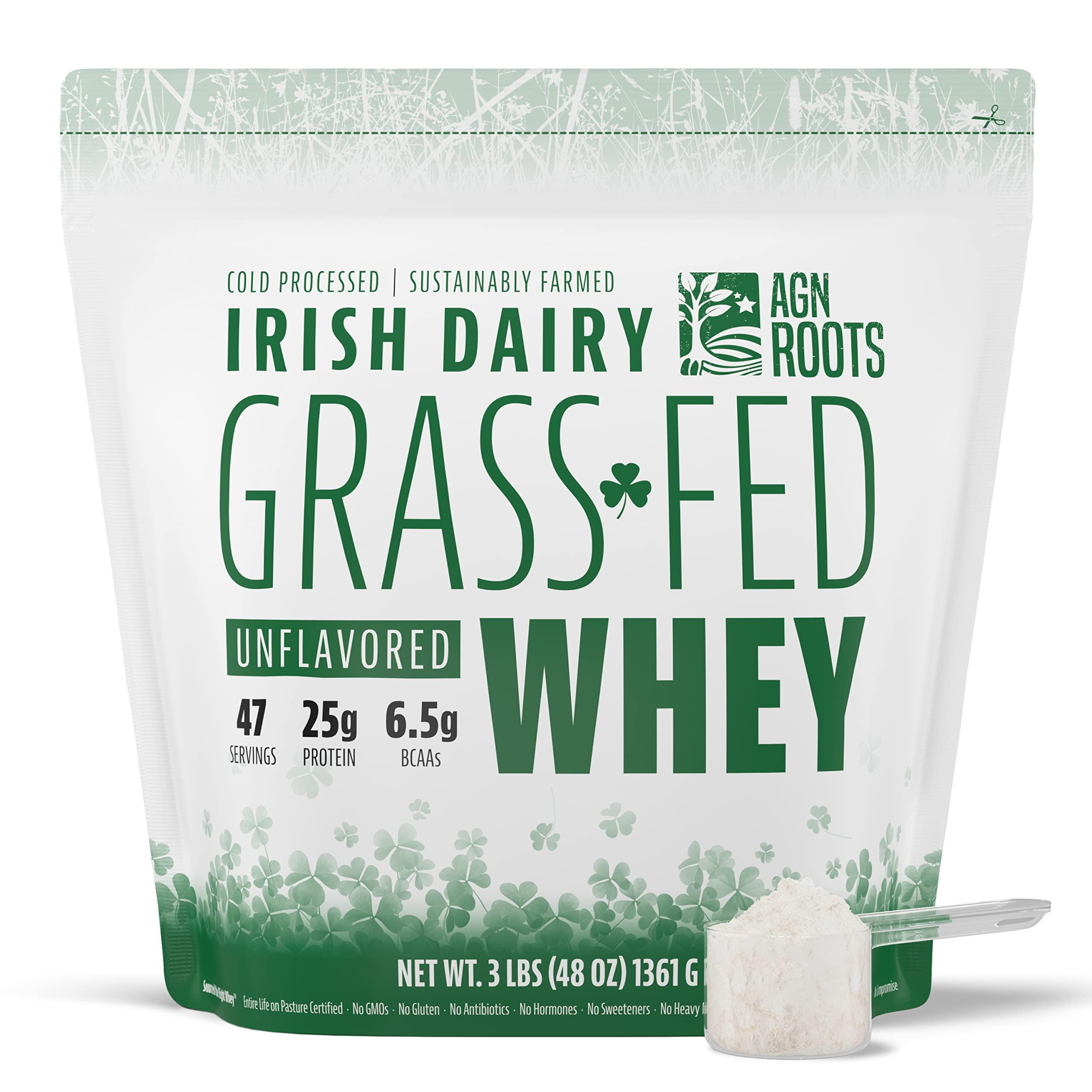 AGN Roots AGN Roots Grass Fed Whey Protein Powder Isolate - Unflavored - Unsweetened - Certified Entire Life On Pasture - A Greener World - ASPCA Registered Brand List - Informed-Sport - 3lbs