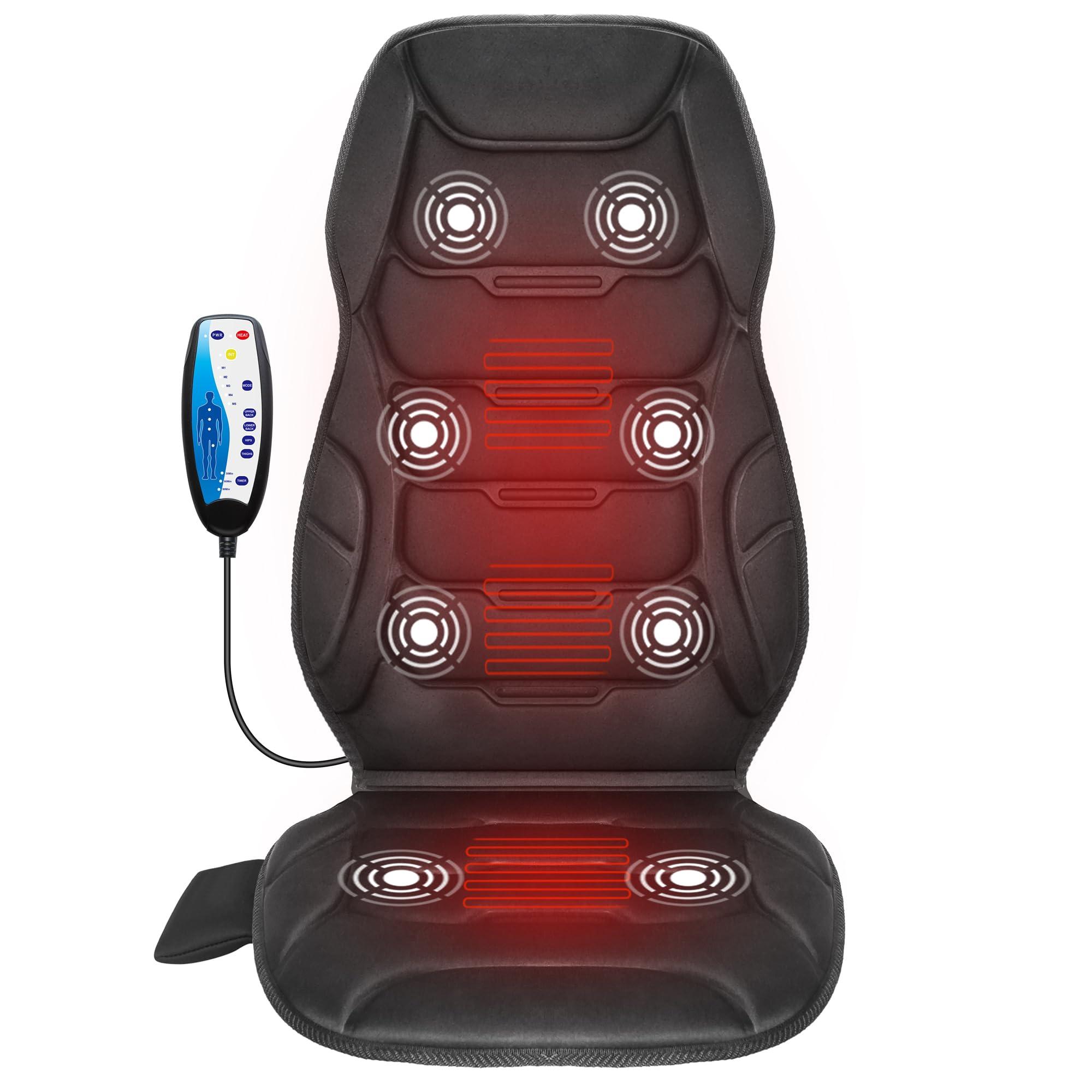 COMFIER COMFIER Back Massager with Heat, Vibration Massage Seat Cushion with 8 Massage Nodes & 5 Modes, Adjustable Chair Massage Pad for Home Office, Heated Chair Pad,Gifts for Him Her