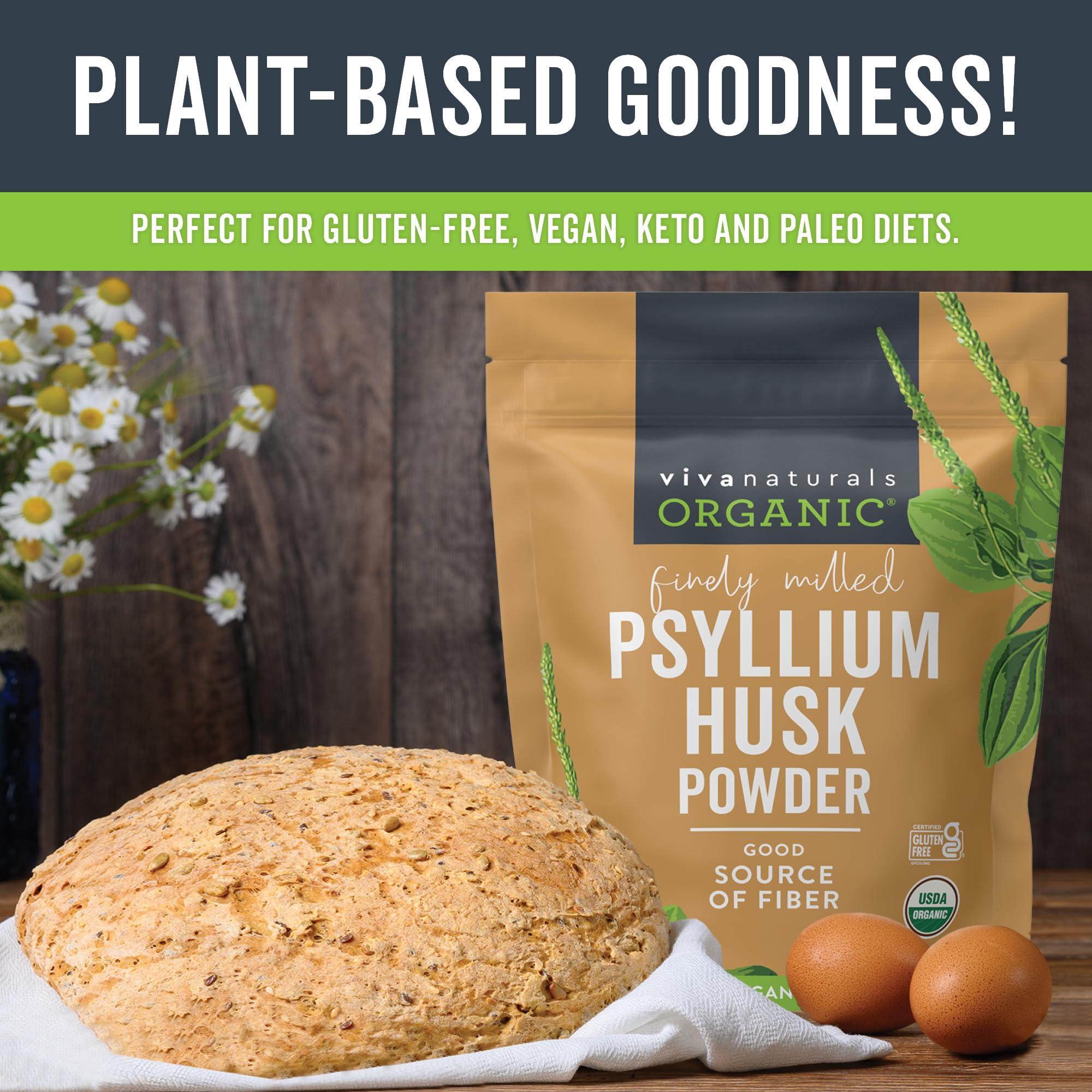 Viva Naturals Viva Naturals Organic Psyllium Husk Powder, 24 oz - Finely Ground, Unflavored Plant Based Superfood - Good Source of Fiber for Gluten-Free Baking, Juices & Smoothies - Certified Vegan, Keto and Paleo