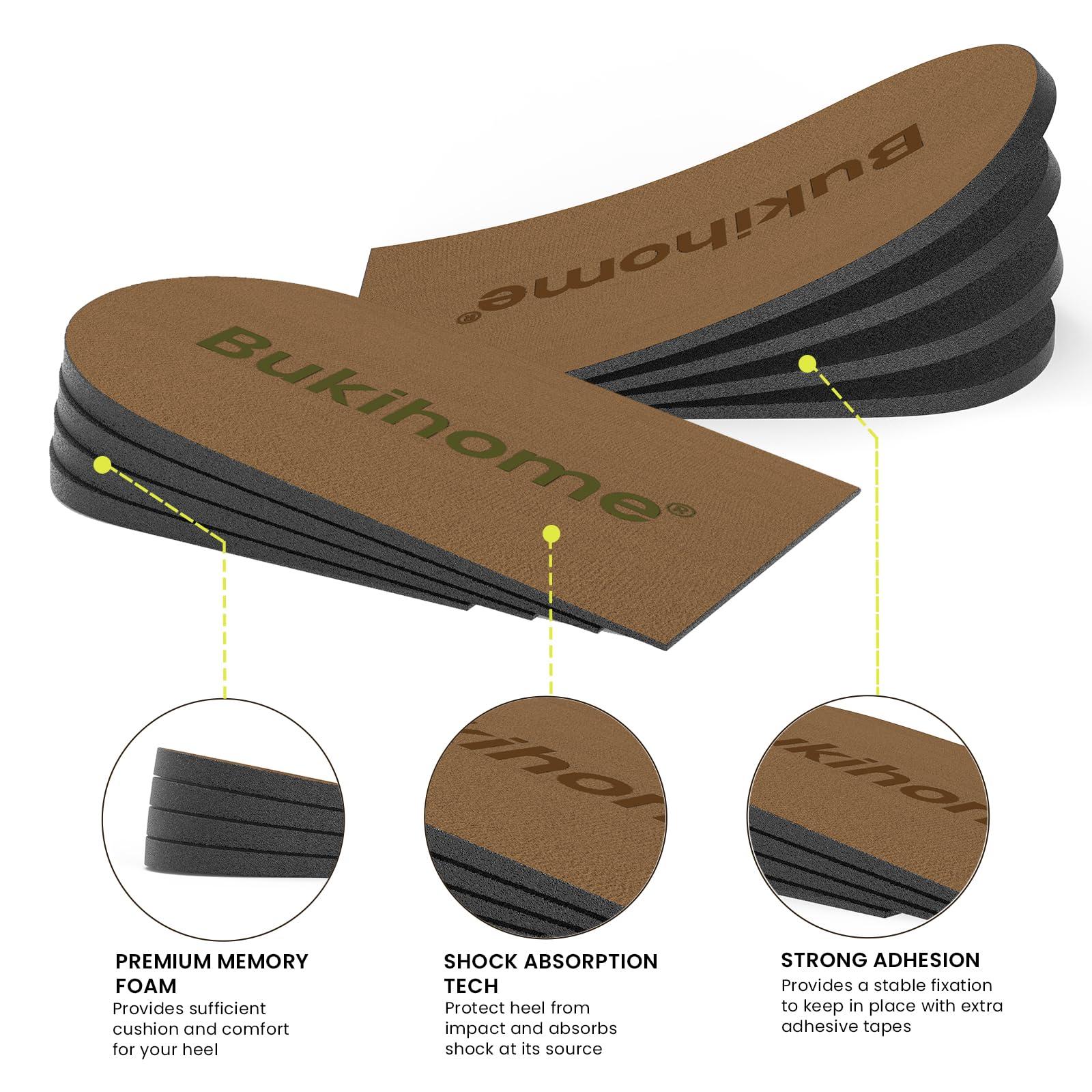 Bukihome Adjustable Heel Lift Inserts for Shoes - Bukihome Orthopedic Shoe Lift for Uneven Legs 4 Layers Height Increase Insole for Heel Pain,Heel Spur,Achilles Tendonitis,Large