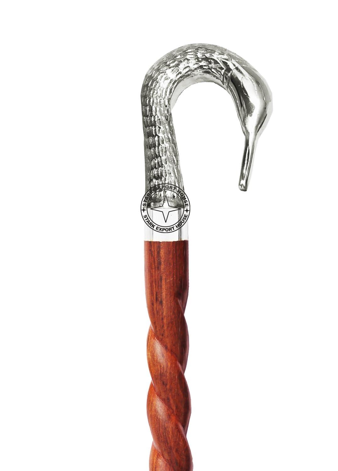 Stark Export House Walking Cane Rosewood Designer Wooden Walking Stick with Brass Nickel Handle Gift for Men & Women 37 inch Brown (OFPY)