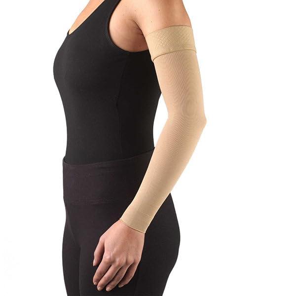Ames Walker Ames Walker AW Style 7161 Lymphedema Armsleeve w/Silicone Top Band 20-30 mmHg Medium Natural - Manage edema swelling post mastectomy conditions - comfortable fabric