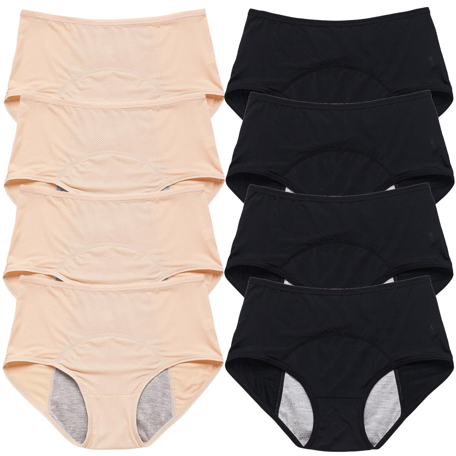 ASSOYEZ ASSOYEZ 2024 Upgrade Leakproof Ladies Underwear, Incontinence Underwear for Women, Leak Proof Panties for Women Over 60 (8Pcs-c,4XL)