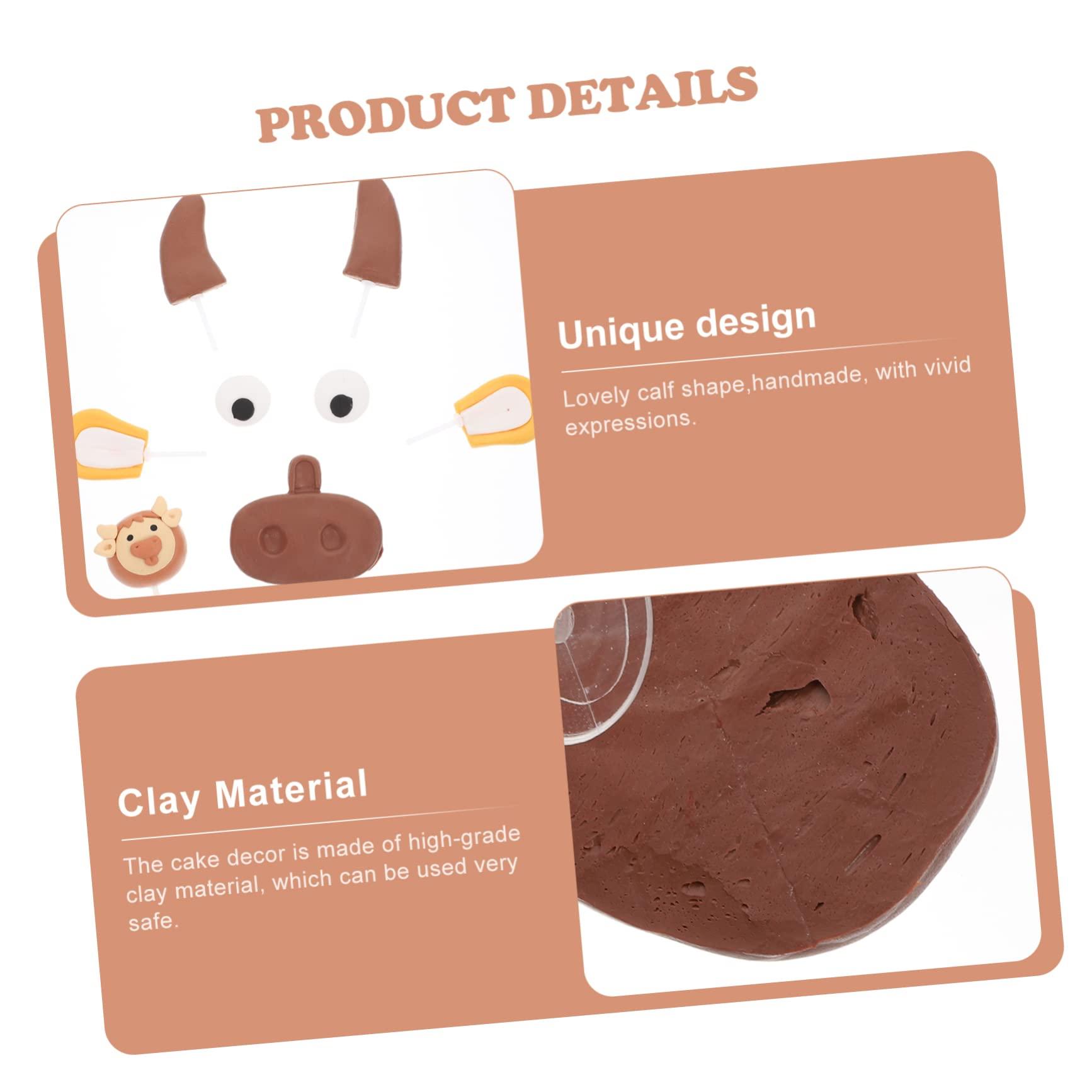 VOSAREA VOSAREA 1 Set Calf Cake Decorating Cow Cake Decoration Party Decor Baby Decorations Wedding Decorations for Ceremony Cow Cake Ornament Cow Cupcake Toppers Diy Decorative Cake Topper Coffee