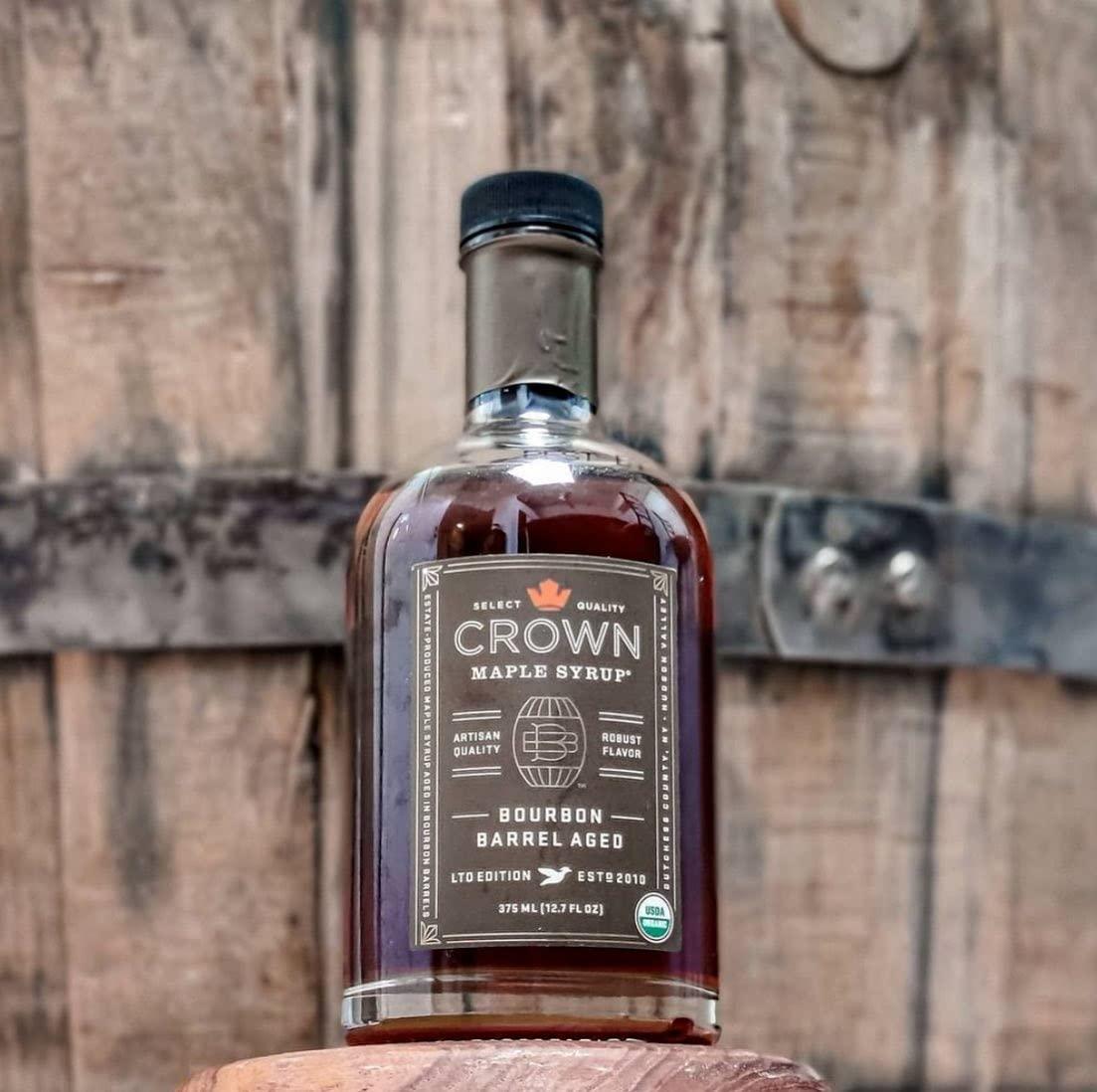 Crown Maple Crown Maple Bourbon Barrel Aged Organic Maple Syrup, 25 Fl Oz, Pancakes, Flavor Cocktails, Marinades and Sauces