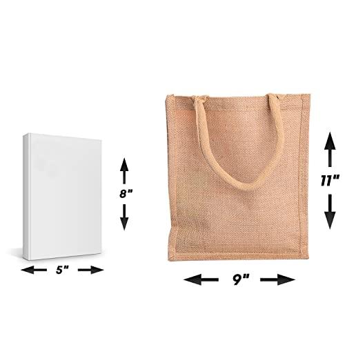 TBF 12-Pack Heavy Duty Sturdy Jute Burlap Tote Bags with Handles Reusable Grocery Shopping Bags Blank Fabric for DIY, Crafts (Small: 9\" x 11\" x 4\")