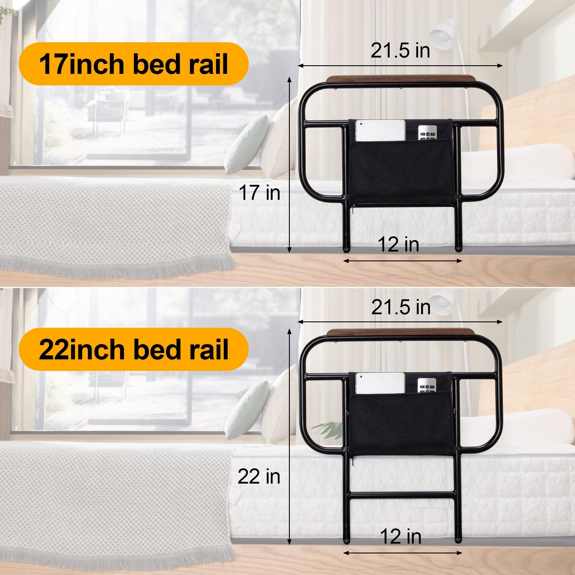 Skuehod Bed Side Rails for Adjustable Bed Base Pull Up Assist, Fit Wooden Base Only, for Mattress Under 12 Inches, Set of 2