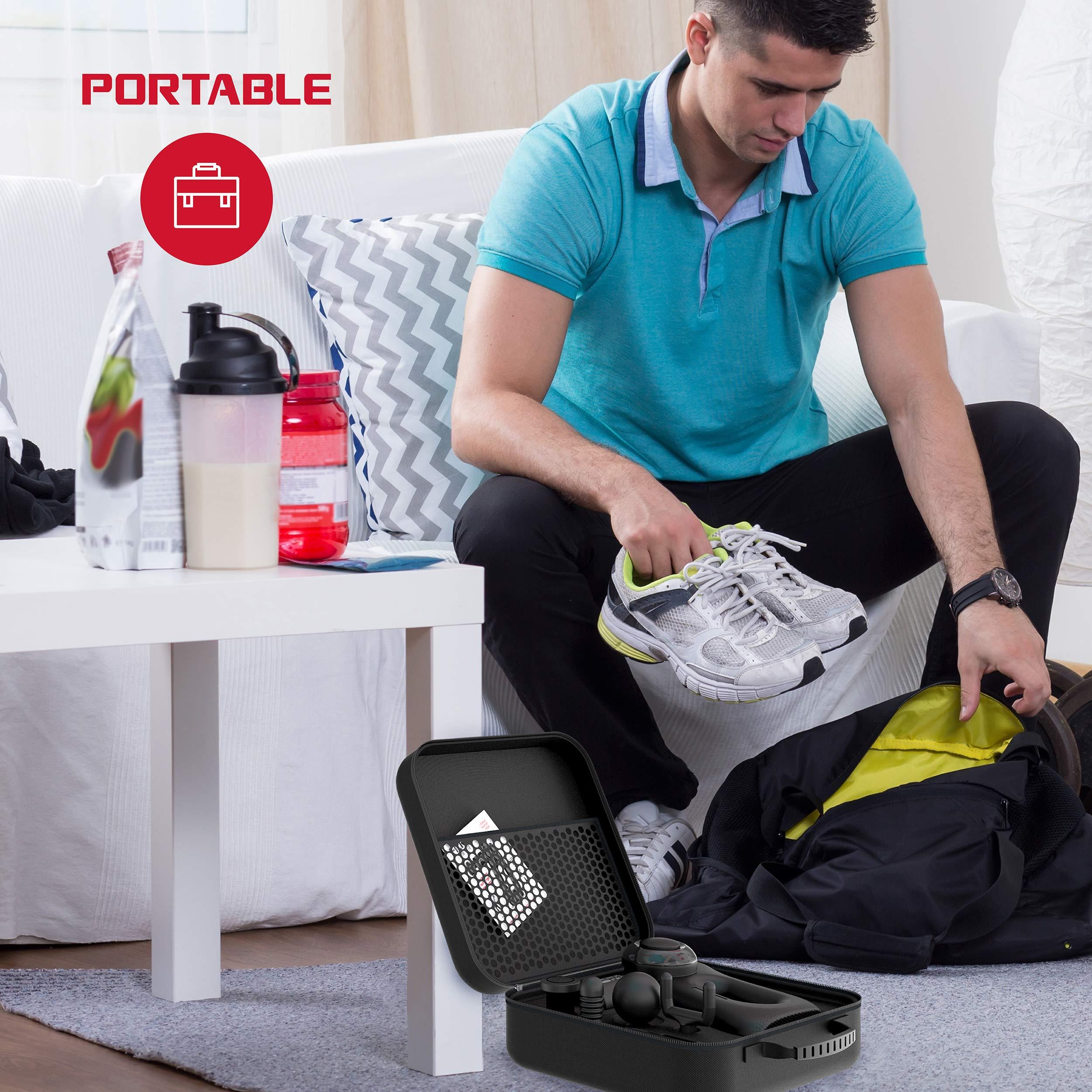 FitRx FitRx Handheld Therapeutic Percussion Massage Gun with 5 Speed Settings, 3 Arm Angles, and 4 Swappable Heads for Premium Back & Muscle Relief