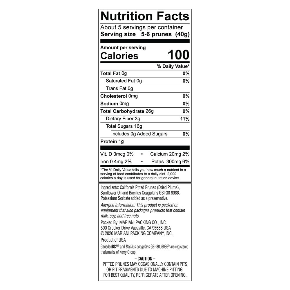 Mariani Premium Mariani Probiotic Pitted Prunes, 7 oz - Resealable Bag, Dried Pitted Plums, High Fiber, Supports Digestive Health