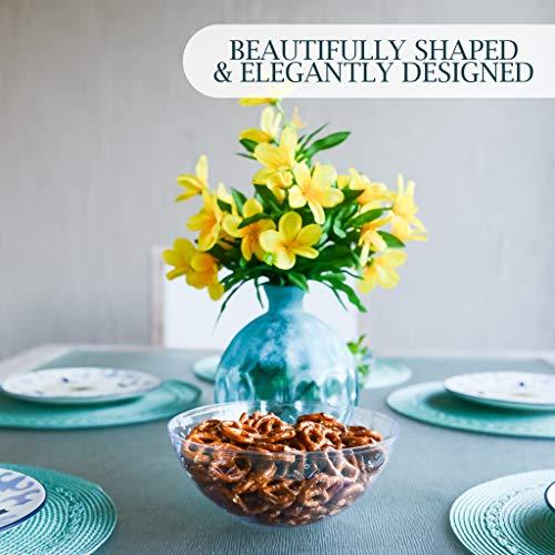 PLASTICPRO PLASTICPRO Disposable Round Serving Bowls, Party Snack or Salad Bowl, Small, Plastic Crystal Clear Pack of 4