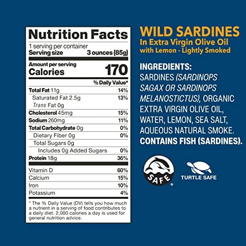 Wild Planet Wild Planet, Sardines In Extra Virgin Olive Oil with Lemon, 4.375 Ounce