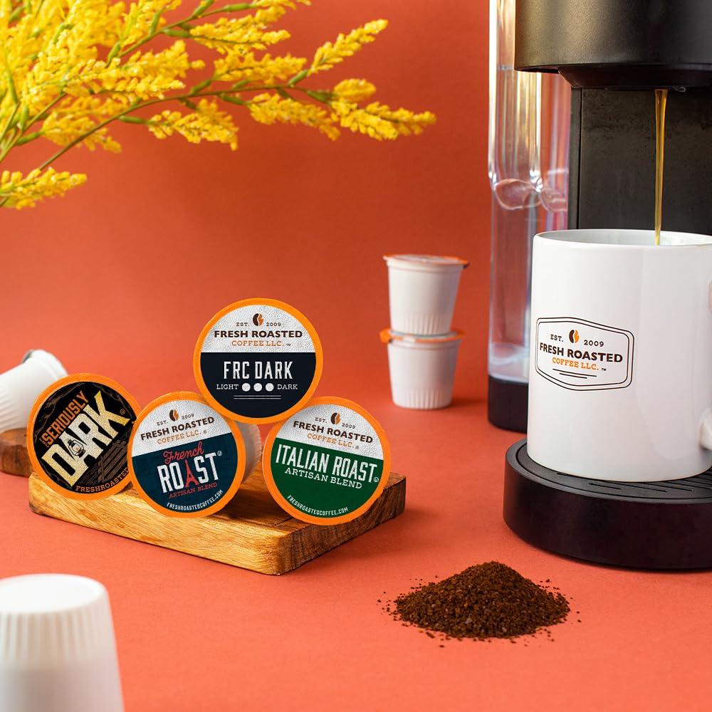 Fresh Roasted Coffee Fresh Roasted Coffee, Dark Roast Blend Variety Pack, K-Cup Compatible, 96 Count