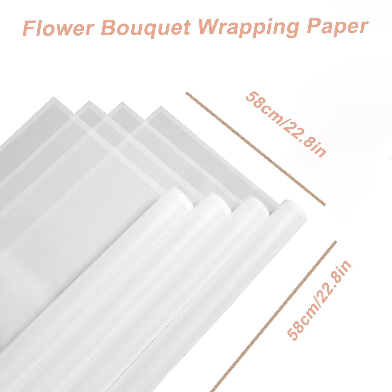 VOWOVOSDAY VOWOVOSDAY 20 Pcs Flower Wrapping Paper,Flower Bouquet Wrapping Paper-Floral Wrapping Paper Waterproof Flowers Bouquet Packing Material with Ribbon Florist Bouquet Supplies DIY Craft Gift Packing