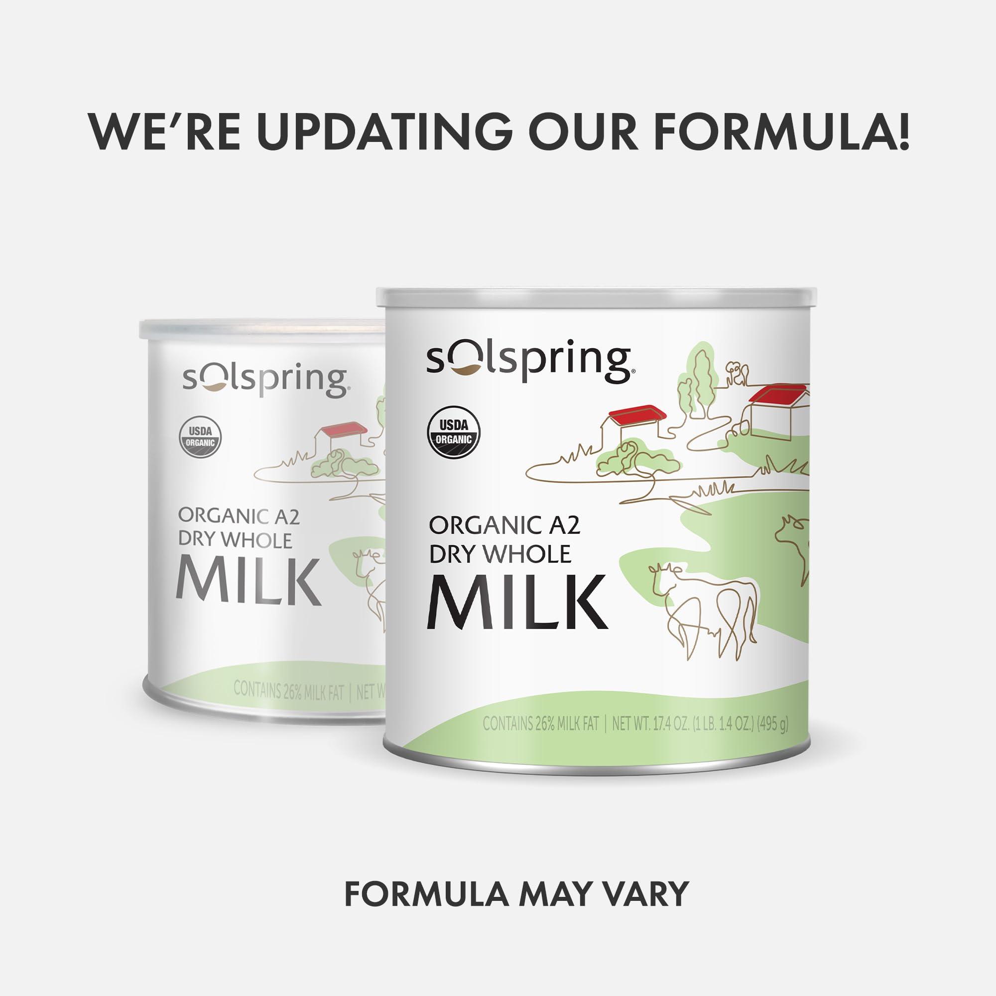 Dr. Mercola Solspring Organic A2 Dry Whole Milk, 15 Servings, 17.4 Oz. (495 g), Contains 26% Milk Fat, Gluten Free, Soy Free, Certified USDA Organic, Dr. Mercola