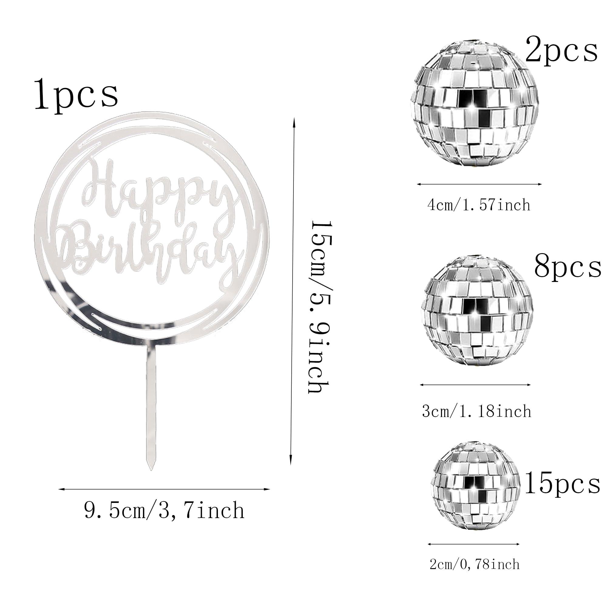 itianxi 26 PCS Disco Ball Cake Toppers Mini Disco Cowgirl Cupcake Toppers 1970s Disco Cakes Toppers Disco Party Decor Bachelorette Cake Topper for Disco Ball Party Decorations Birthday Cake Decorations