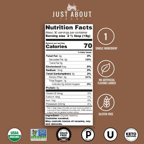 Just About Organic Coconut Flour 1 lb Gluten Free, Vegan, Plant Based, Non-GMO | Just About Foods