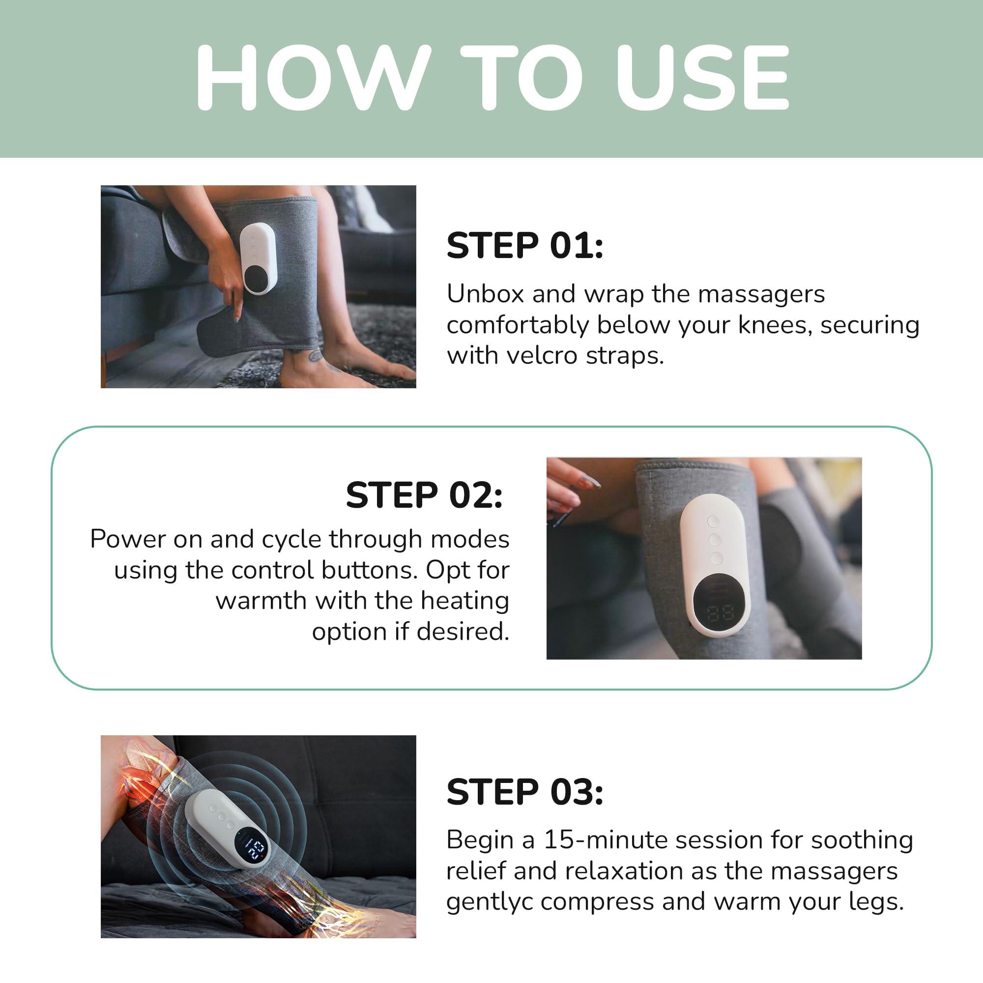 nooro nooro 3-in-1 Leg Massager - Advanced System - Support for Legs and Feet Discomfort, Helps with Muscle Stiffness, Stimulates Natural Calf Wellness