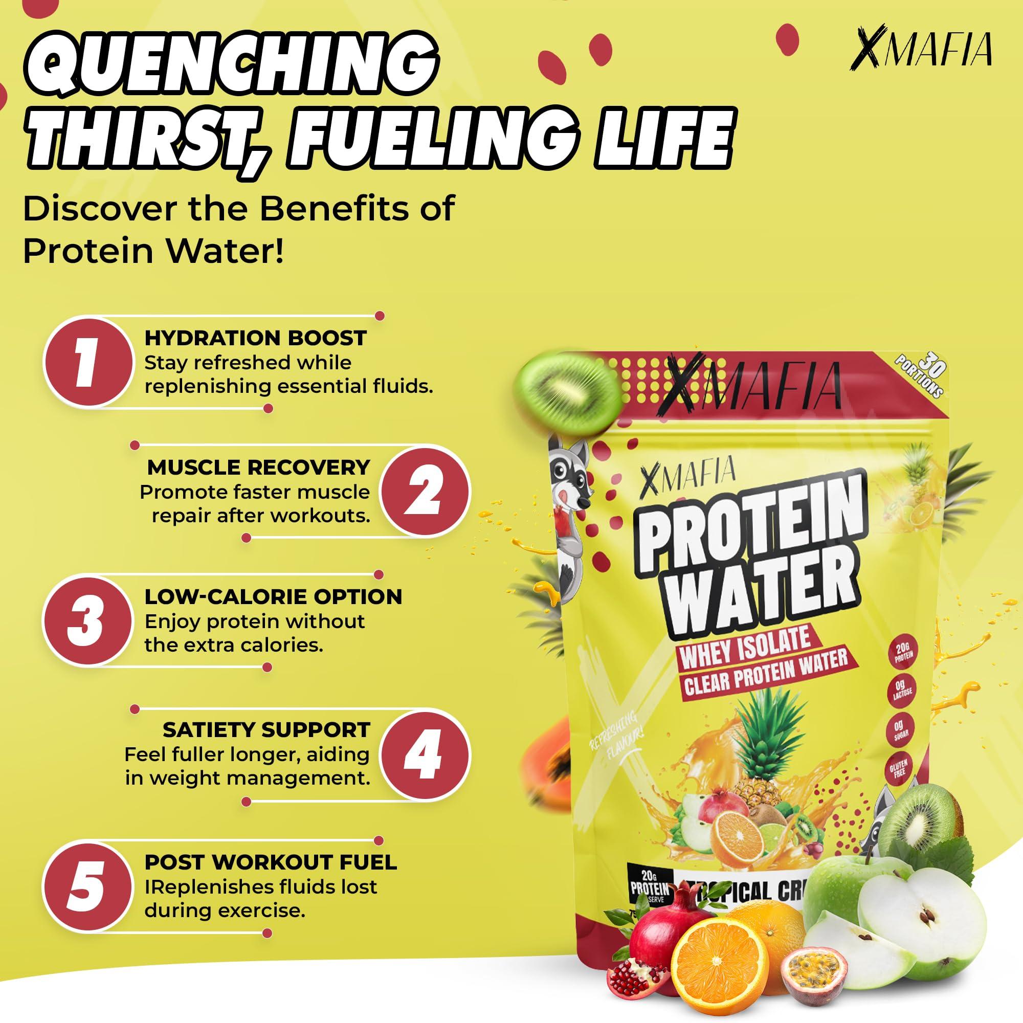 XMafia XMafia  Protein Water, Clear Protein Powder  30 Servings, 20g Protein, 27 oz - Hydrator Whey Isolate - 0g Lactose, 0g Sugar, Keto-Friendly - Tropical Crush - Iso Juice Protein, Post-Workout