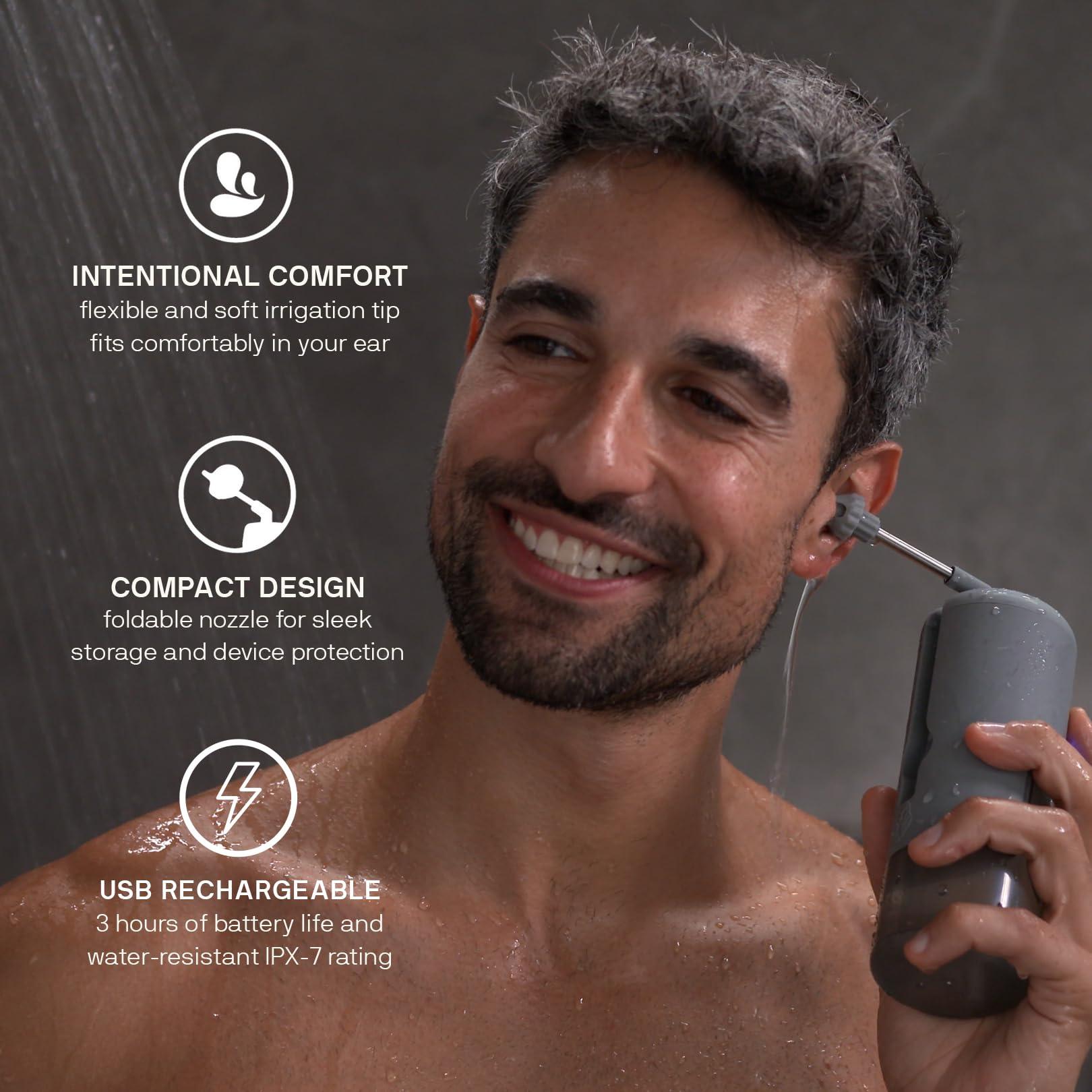 Black Wolf Wush Pro by Black Wolf - The Original Deluxe Water Powered Ear Cleaner with 6 Reusable Replacement Tips by Black Wolf - Safe & Effective for Ear Wax Buildup - Electric Ear Wax Removal Kit (Grey)