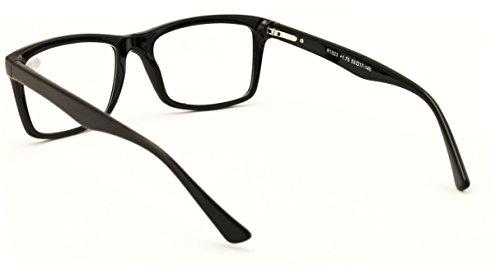 V.W.E. V.W.E. Men Gloss Black Rectangle Rectangular Reading Glasses Wide fitment. (Black, 1.25)