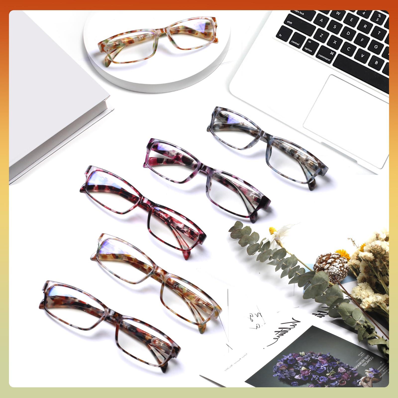 JOSCHOO JOSCHOO 6 Pack Reading Glasses for Women and Men Blue Light Blocking Spring Hinge Fashion Eyeglasses Readers for Women (Mix Color-7, 2.75)