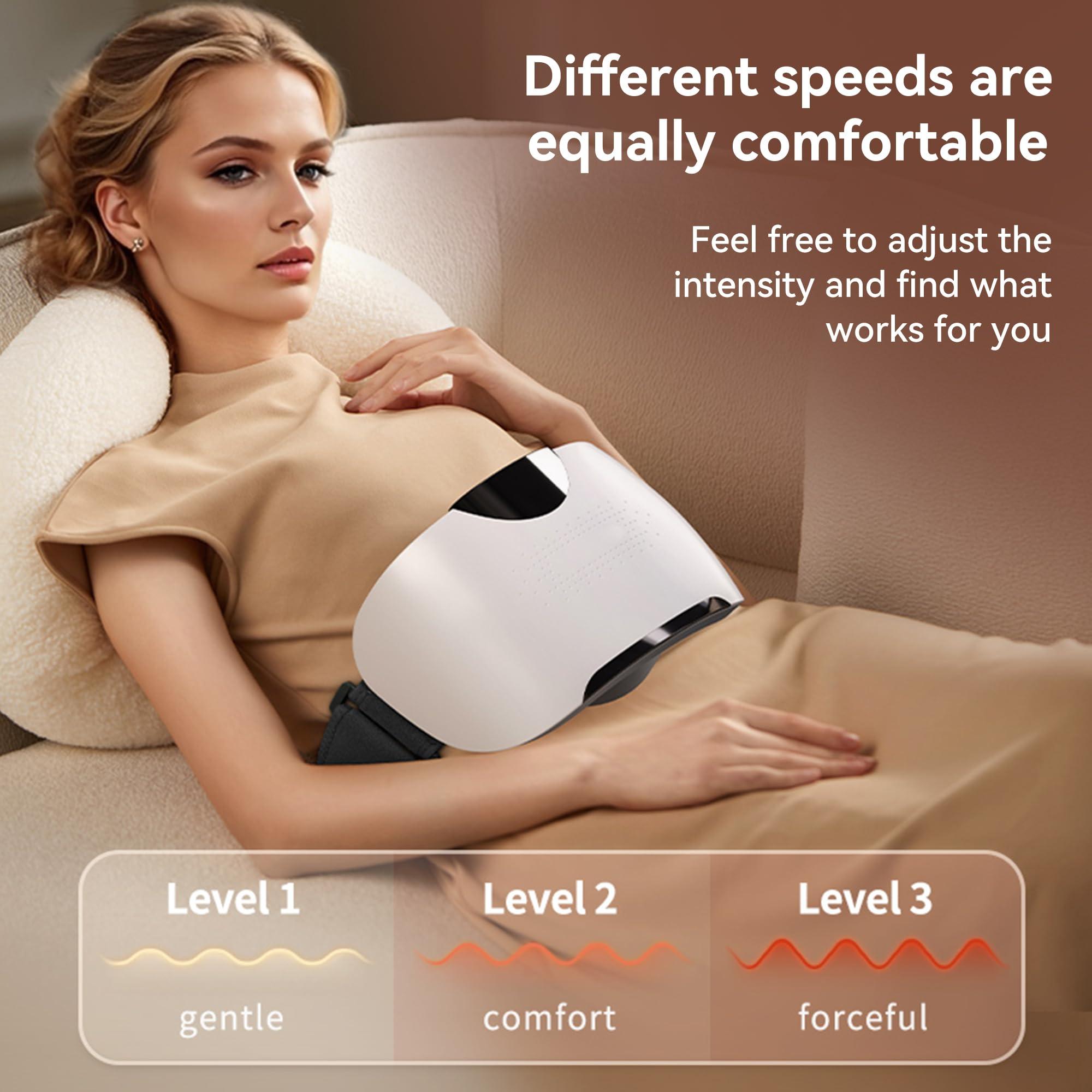 SORELAX Electric Abdominal Cellulite Massager, Bian Stone Tummy Kneading Instrument for Flattening Belly, Alleviates Discomfort Caused by Problems Like Indigestion, Gas, Constipation, or Period Cramps (White)