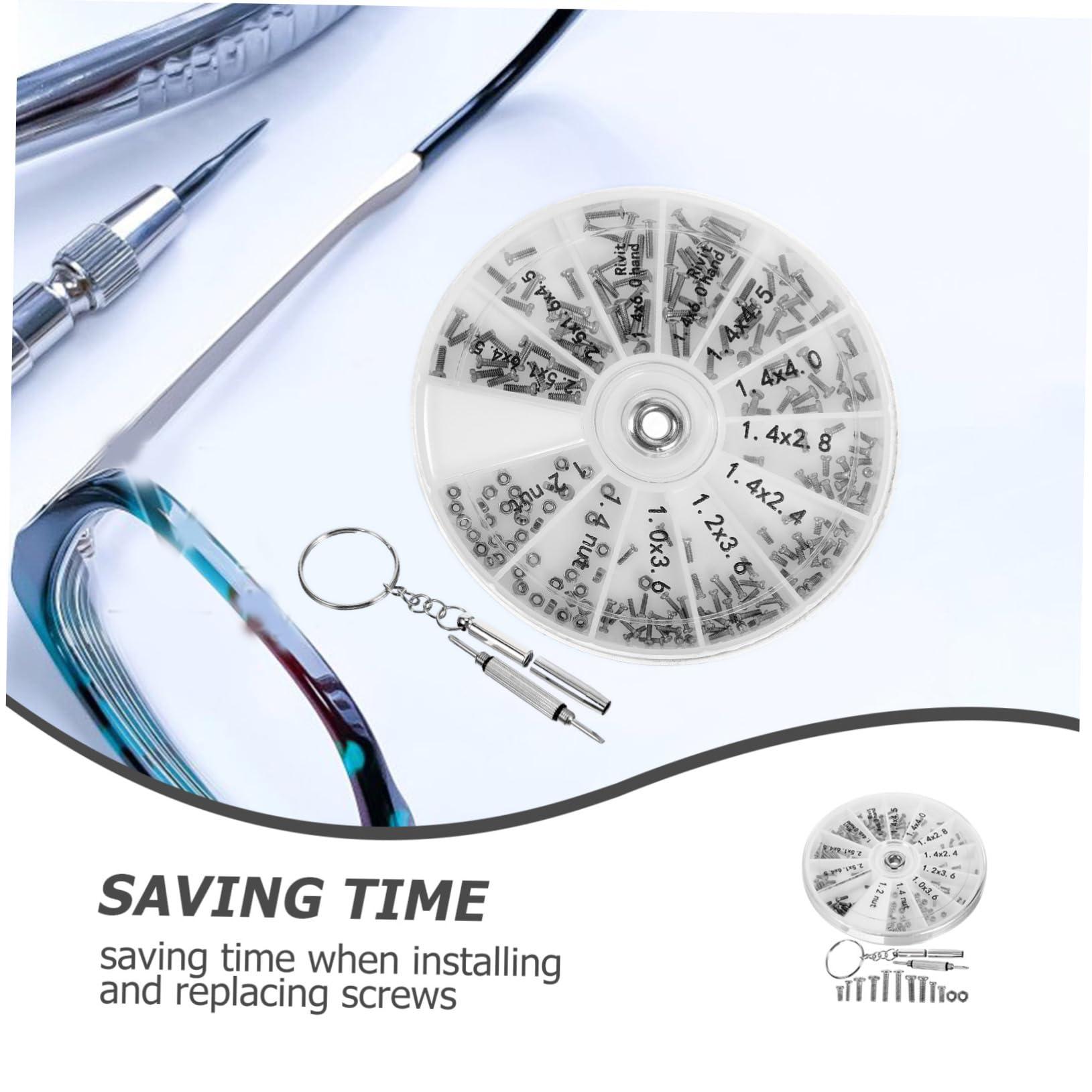 Beavorty Beavorty 4 Sets Eyeglass Screwdriver Kit Wipes Glasses Repairing Console Repair Kit Spectacle Repair Kit Cap Chain Eyewear Repair Kit Fix Torque Portable Remover Nut Silver Stainless Steel