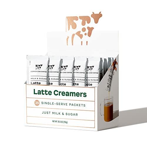 Copper Cow Coffee Copper Cow Coffee California Sweetened Condensed Milk Creamers – Single-Serve and All-Natural Pre-Filled Packets – (25 Pack)