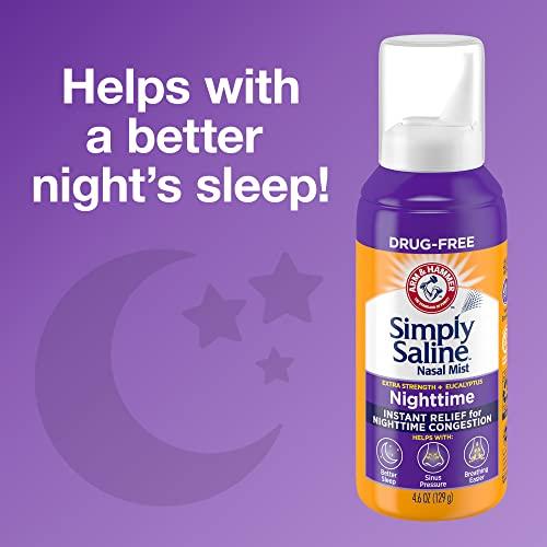 Arm & Hammer ARM & HAMMER Simply Saline Nighttime Nasal Mist 4.6oz- Instant Relief for SEVERE Congestion- One 4.6oz Bottle