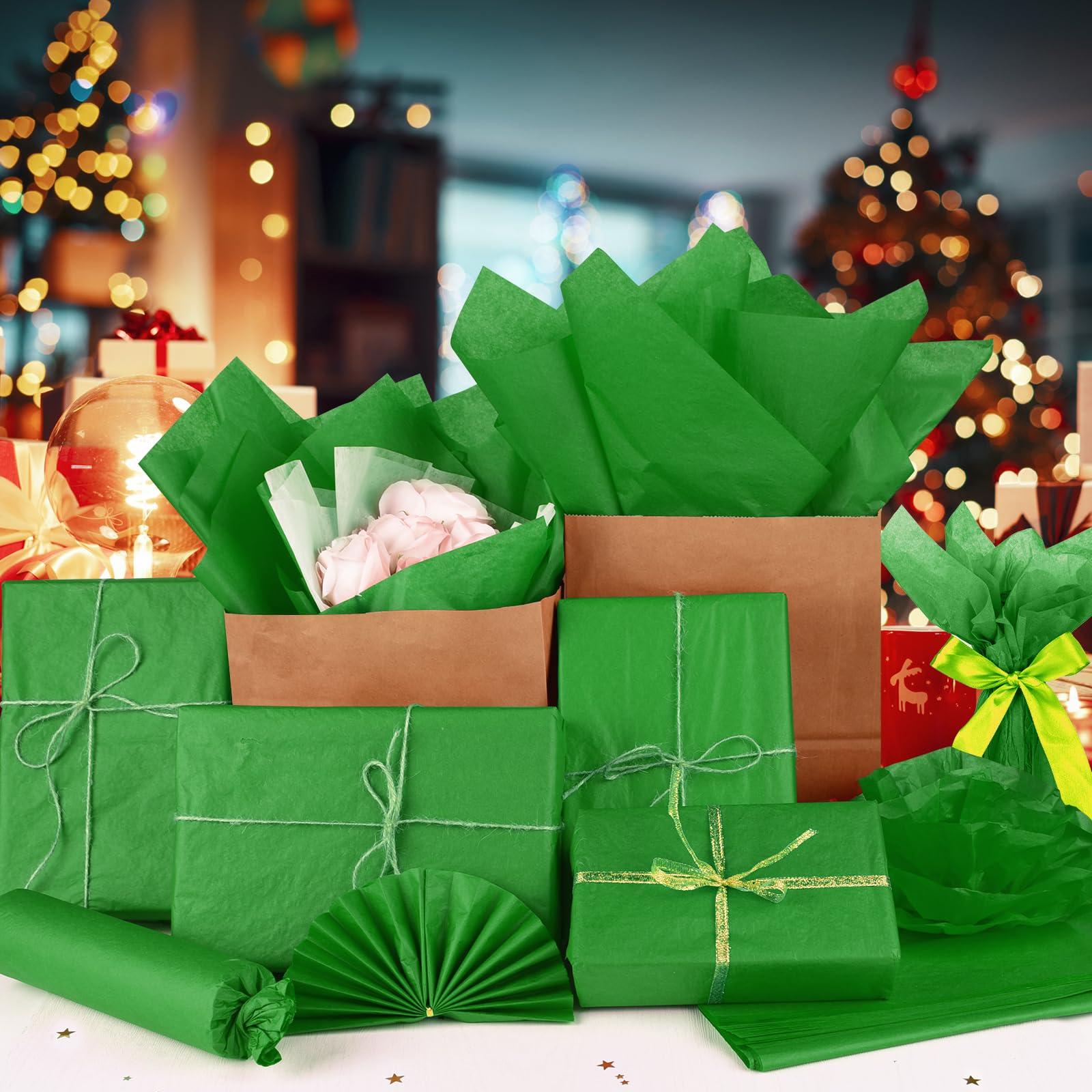 BOUBONI BOUBONI 100 Sheets Christmas Tissue Paper Bulk 20 x 14.5 inches Gift Wrapping Paper Craft Tissue Paper for Flower Artworks Crafts Holiday Party Decoration (Green)