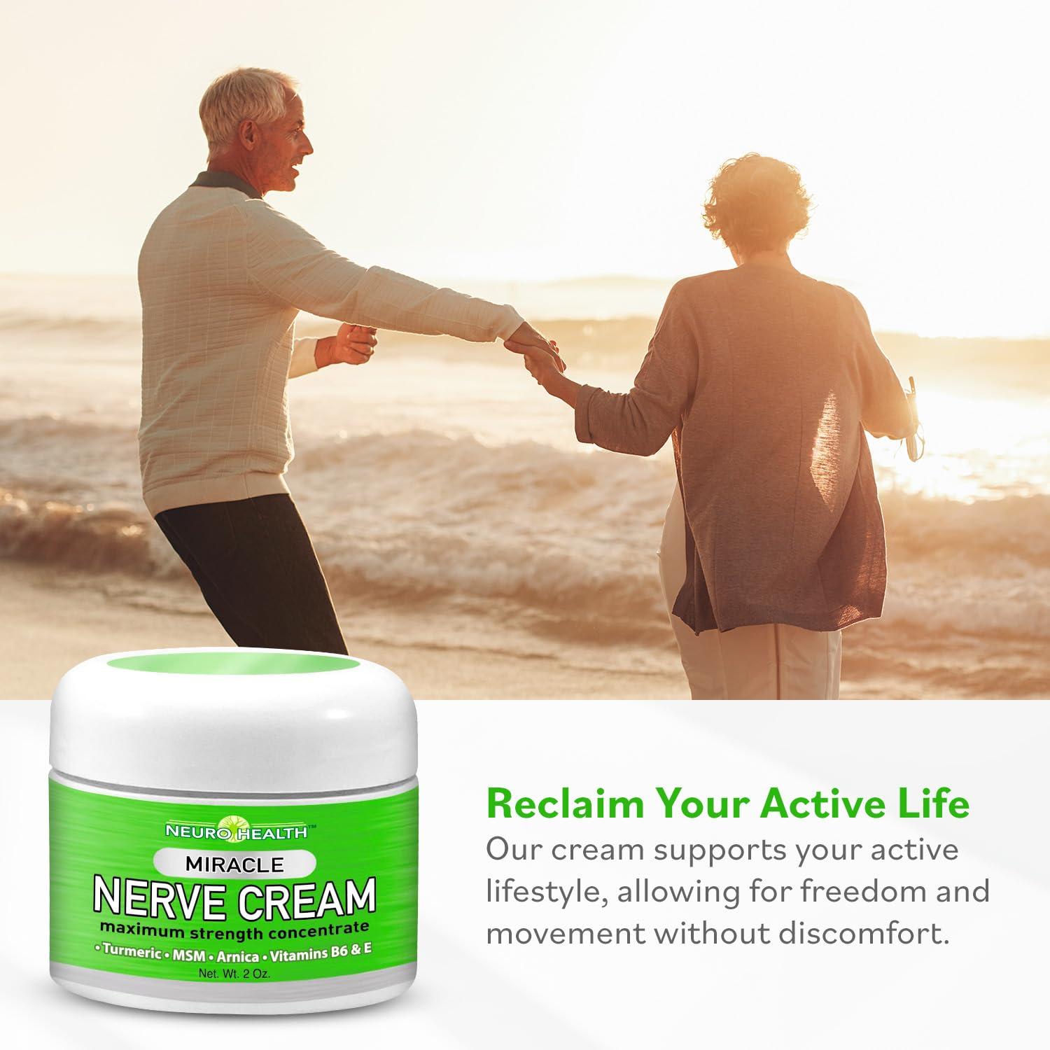 Neuro Health Miracle Nerve Cream - Maximum Strength - Turmeric and Arnica Blend for Neuropathy Discomfort Relief - Soothing Foot & Hand Formula with MSM, B6, E - Made in USA