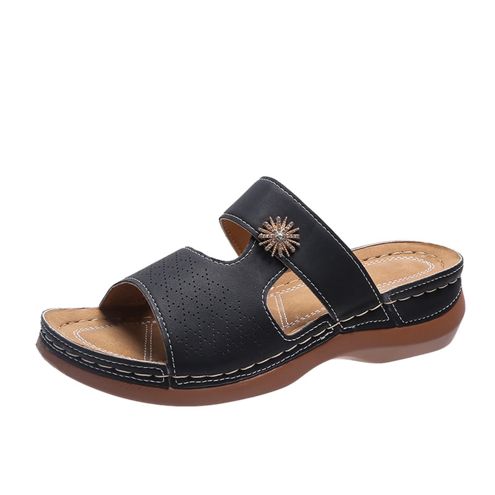 SZTEE Arch Support Sandals Women\'s Plantar Fasciitis Sandals for Flat Feet Open Toe Orthotic Flip Flops for Women (Color : Black, Size : 5.5 US)