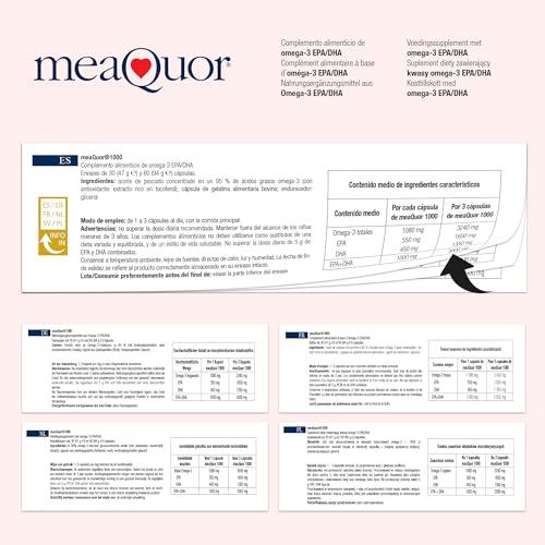 OMEGOR MEAQUOR 1000 30 Meaquor 1000 Omega 3 Supplement IFOS 5-Star Certified (30 Softgels) 1000mg of EPA and DHA per Dose, 95% Omega 3 Free of Heavy Metals, No Aftertaste