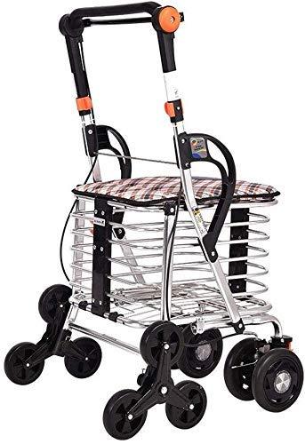 WRRQCVAL Shopping Cart Shopping Rollator Seniors Walker Walking Frame Aid Lightweight Mobility Trolley Foldable with Seat and Bag Interesting
